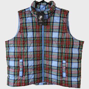 Lands' End Insulated Goose-Down Puffer Vest Plaid Women's 2X Water-Resistant New